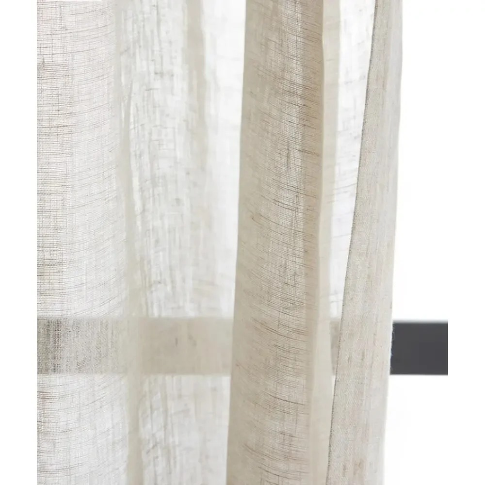 Quince Set of 2 European Linen Sheer Curtain Panels 48